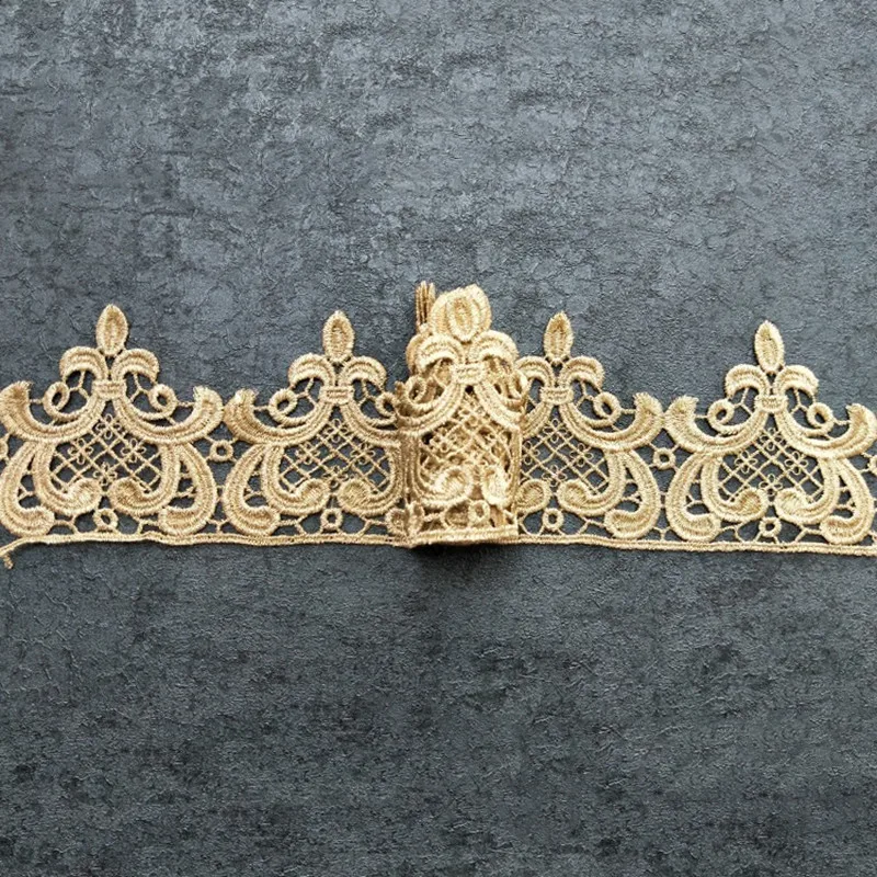 1 ярд Золотая 3D Цветочная кружевная отделка вышитая лента свадебное платье