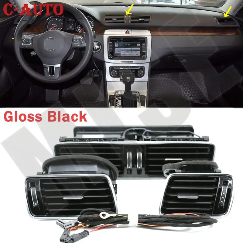 

Автомобильная центральная консоль пианино краска глянцевый черный вентиляционные отверстия для Vw Passat B6 B7 CC R36 3AB819701 A3AB819702 A3AD819728A