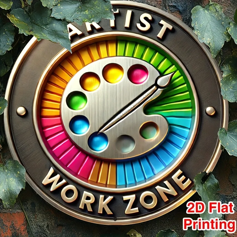 

Металлическая табличка Vintage Artist Work Zone 8x8 дюймов