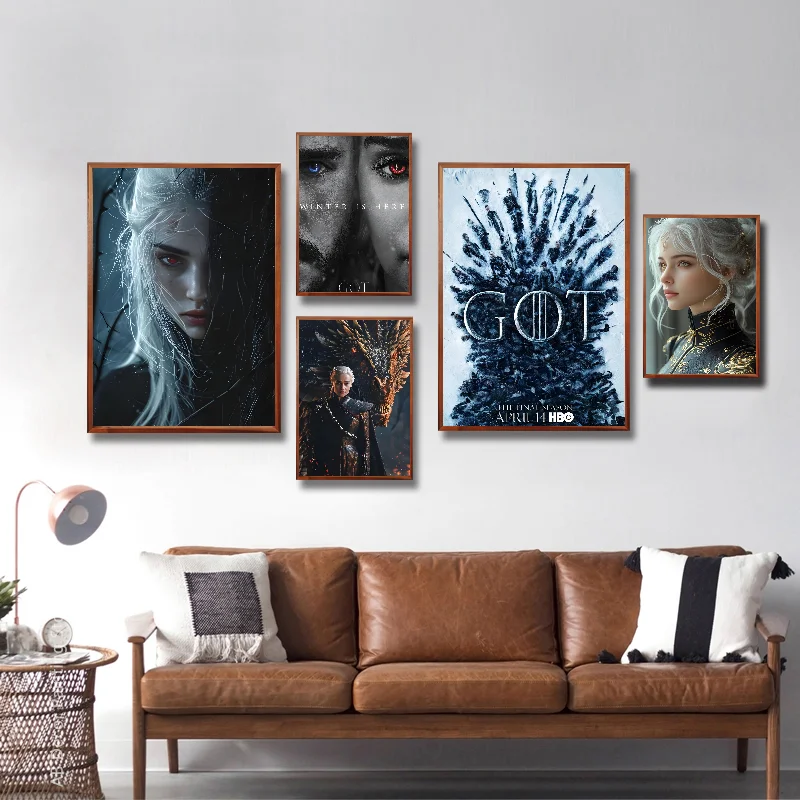 Sexy Girl TV Show G-game-of-Thrones Poster Self-adhesive Art Waterproof Paper Sticker Coffee House Bar Room Wall Decor
