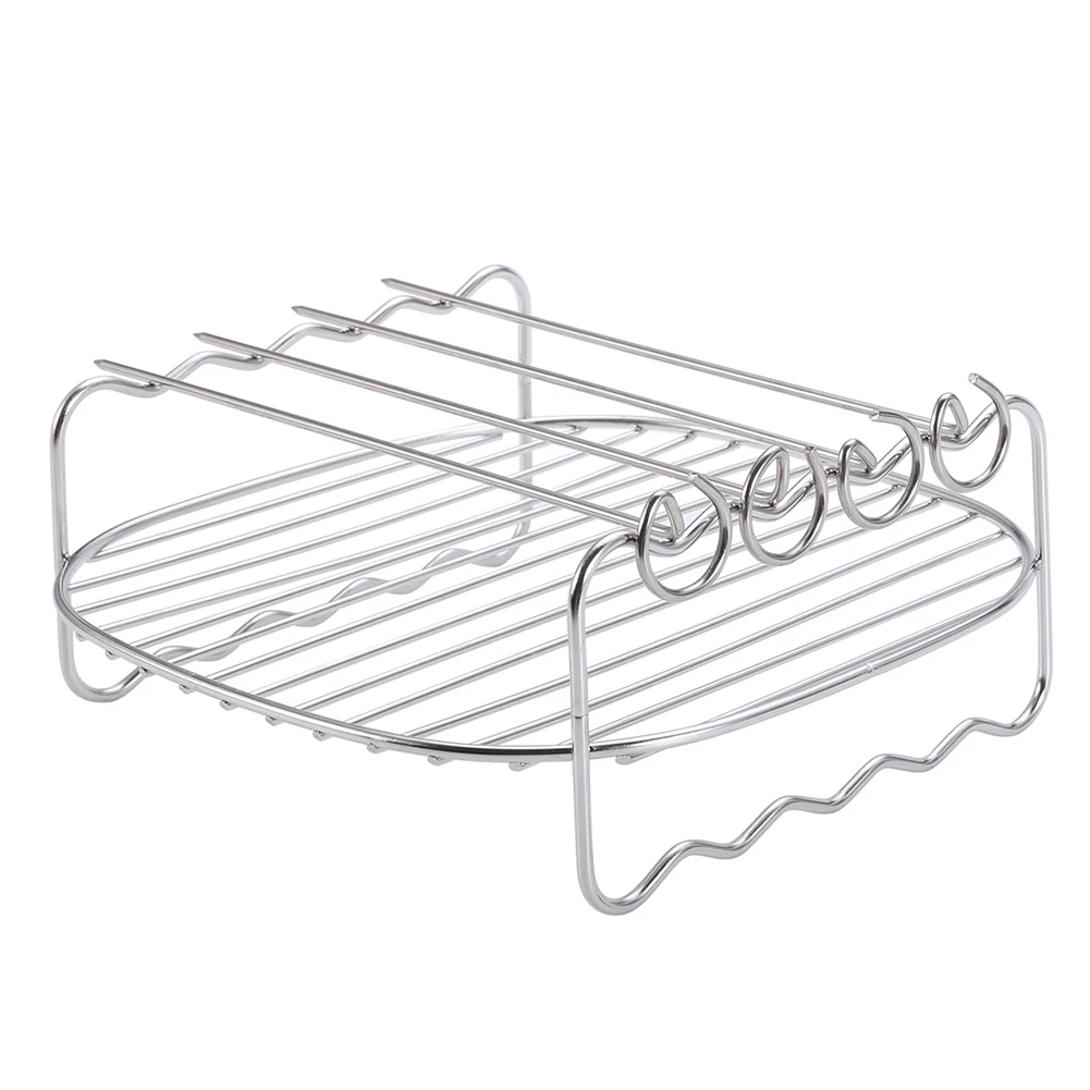

Double-deck Baking Tray Air Fryer Skewers Stainless Steel Holder Home Barbecue Replacement BBQ Rack grills bbq barbecue
