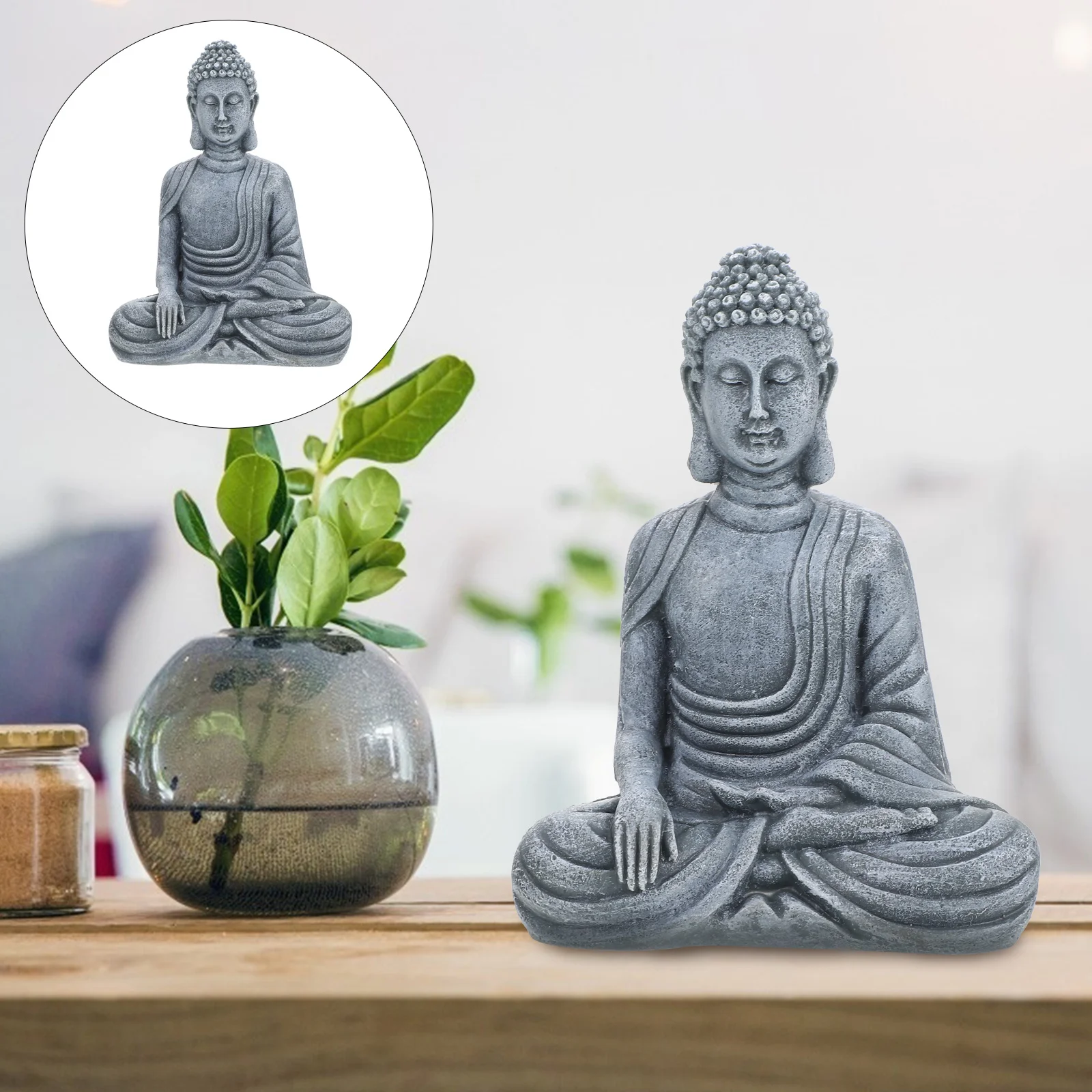 

Stone Statue Ornament Figurine Resin Adornment Fish Tank Zen Style Aquarium Sitting