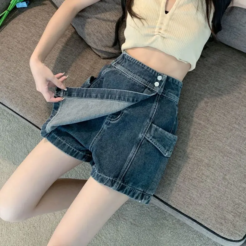 Korean Summer Style Commuter Style Women's Outwear Shorts Asymmetric Design High Waist Slim Loose Leg Versatile Short Skirt