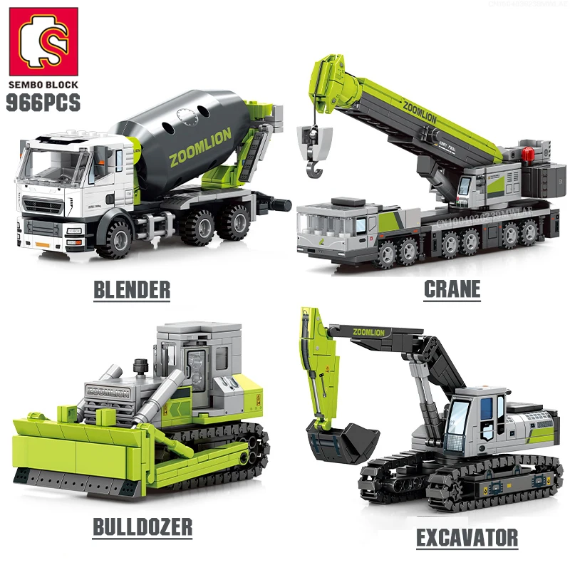 

Sembo Engineering Building Blocks City Construction Children Toy Cement Mixer Truck Crane Excavator Mini Bulldozer For Boy Gifts