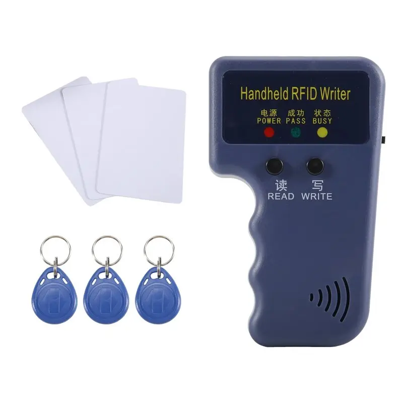 Фото Считыватель-записыватель карт 125 кГц для ID, HID и AWID, портативный RFID-копир с 3 брелоками T5577-B12B №2