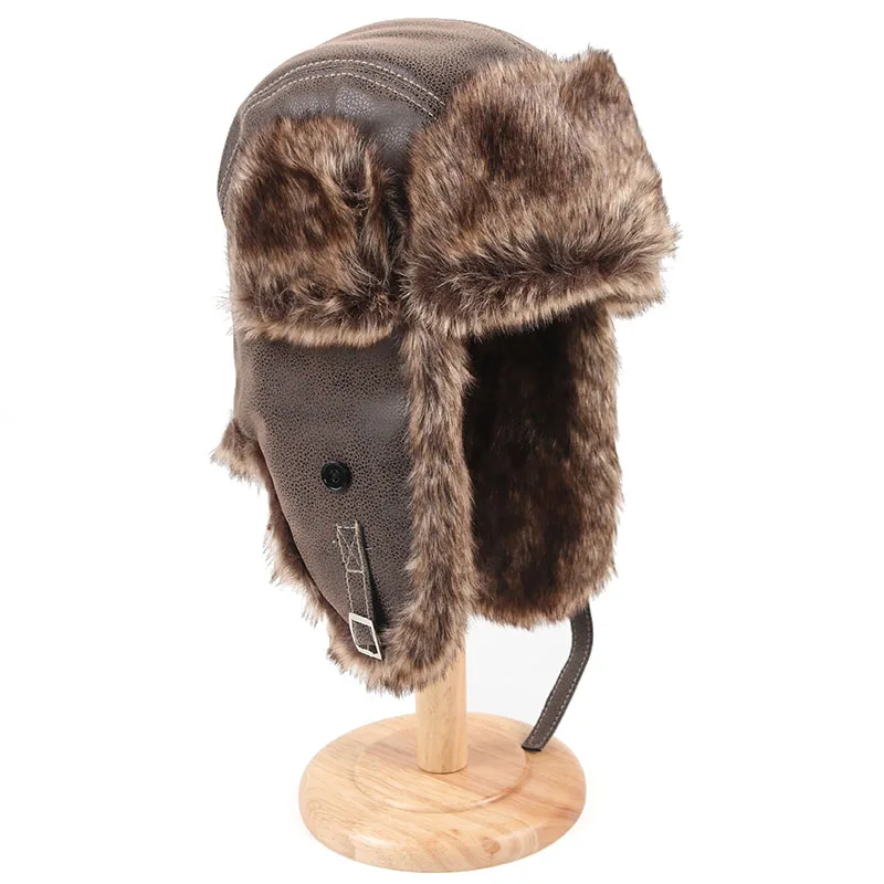 Кожаная Шапка-бомбер для мужчин и женщин русская ушанка 2022 советский охотник
