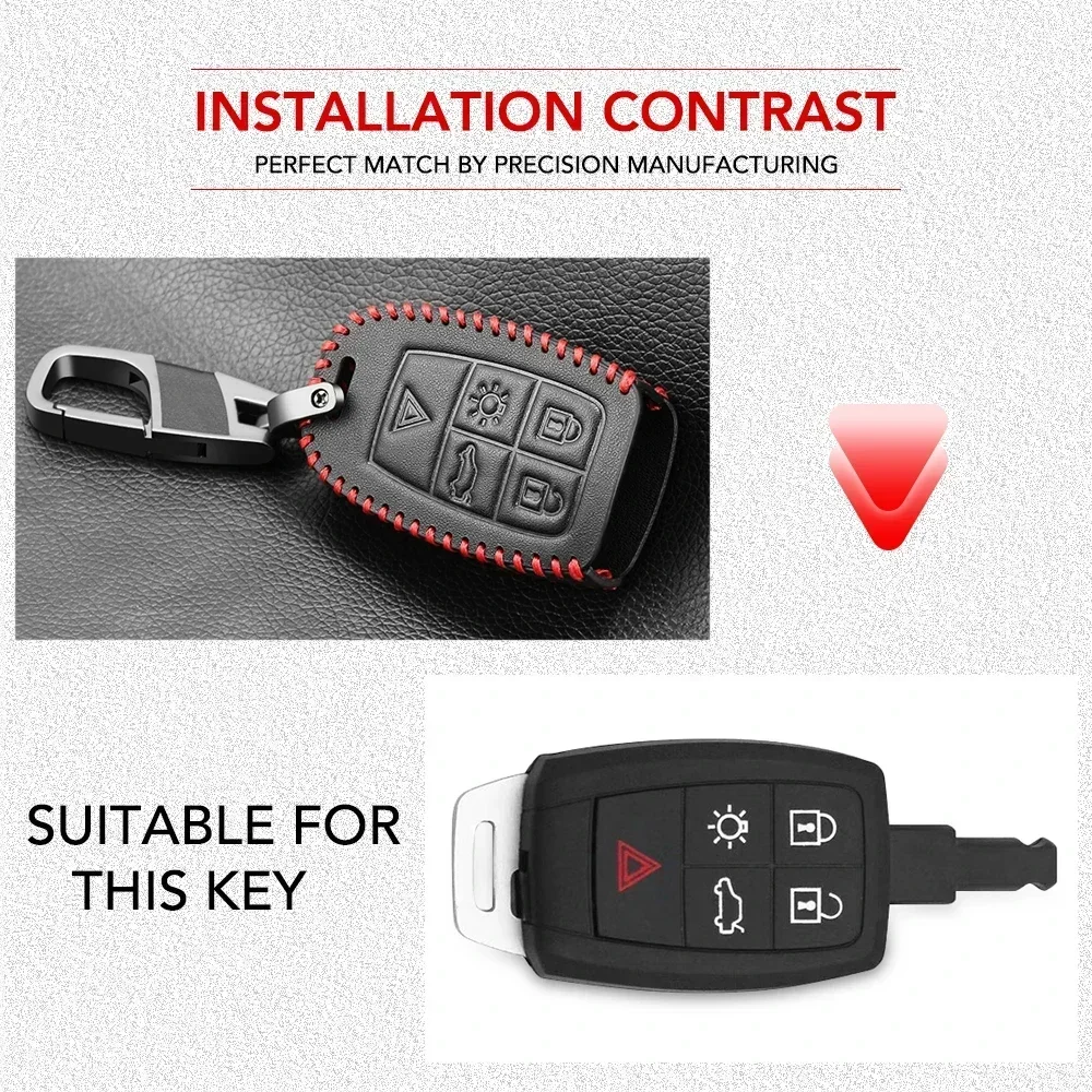 Кожаный чехол для автомобильного ключа с 5 кнопками Volvo C30 C70 S40 V50 2004 2005 2006 2007