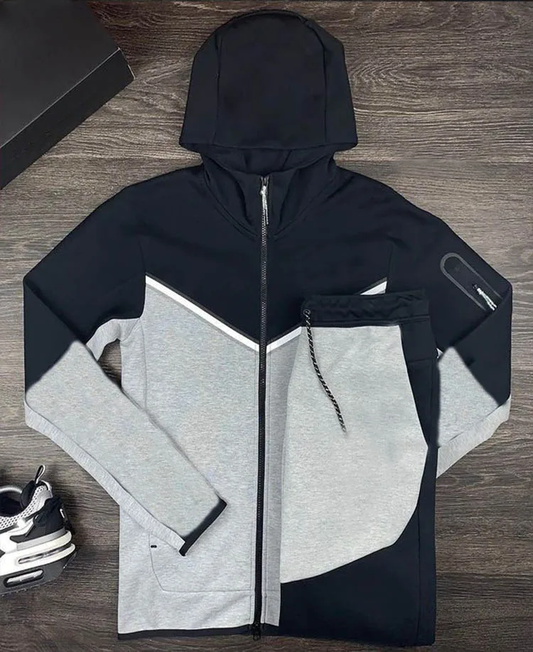 

Men's long-sleeved hoodie and loose pants casual splicing sportswear fitness jogging suit male autumn Tech wool