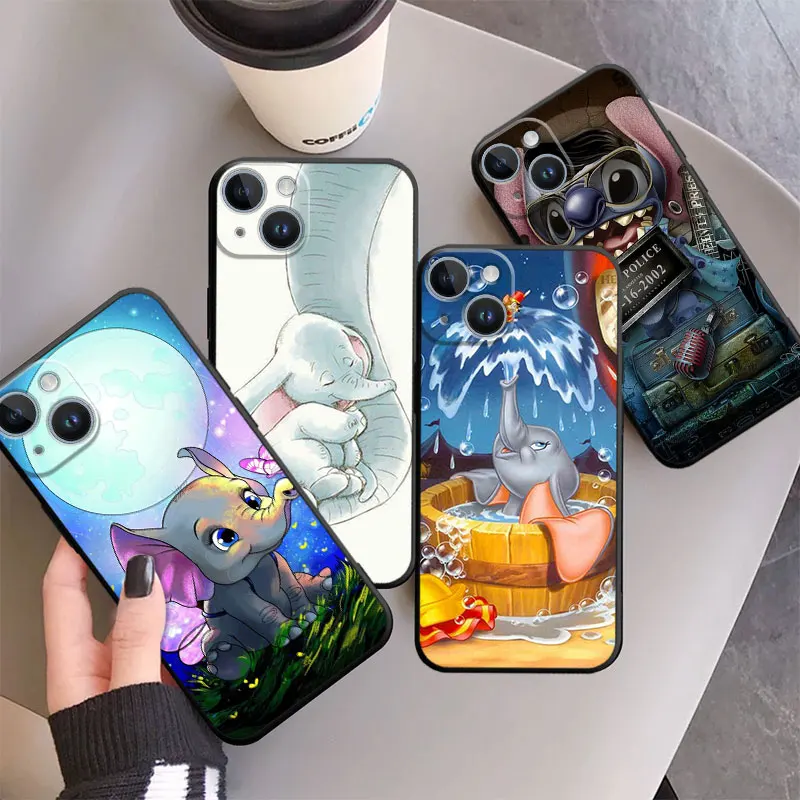 

Silicone Phone Case for iPhone 13 12 11 14 Pro XS Max XR X 8 7 6S 6 Plus Mini Camera Protection Cover Kids Dumbo Baby Elephant