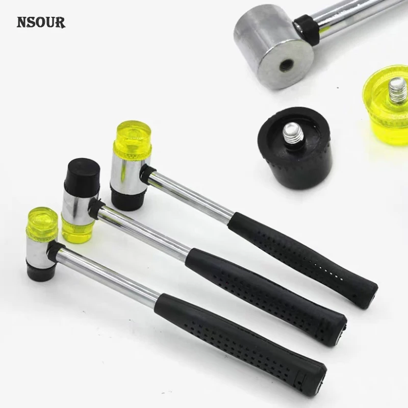 25mm 30mm 40mm Rubber Hammer Double Faced Work Glazing Window Nylon Hammer with Round Head and Non-slip Handle DIY Hand Tool