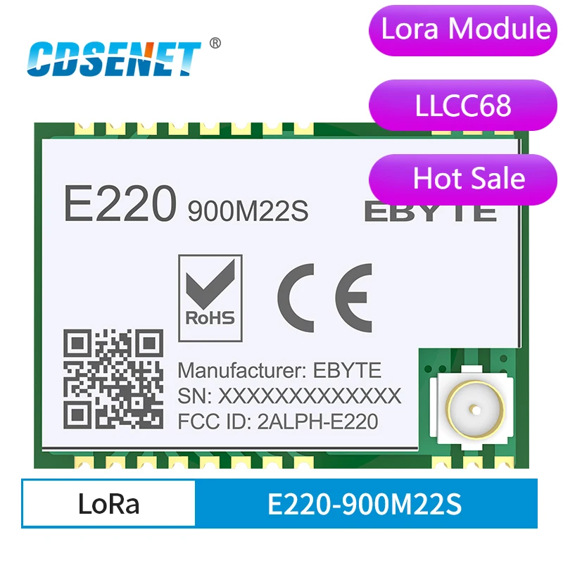 

LLCC68 LoRa Беспроводной модуль 868 МГц 915 22dBm 6 км дальность E220-900M22S CESENET RF приемник передатчик PA + МШУ антенна IPEX