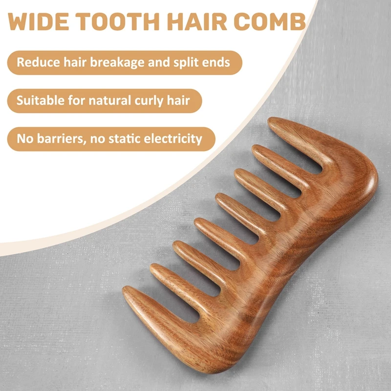 Гребень для волос с широкими зубьями-гребень из натурального дерева кудрявых