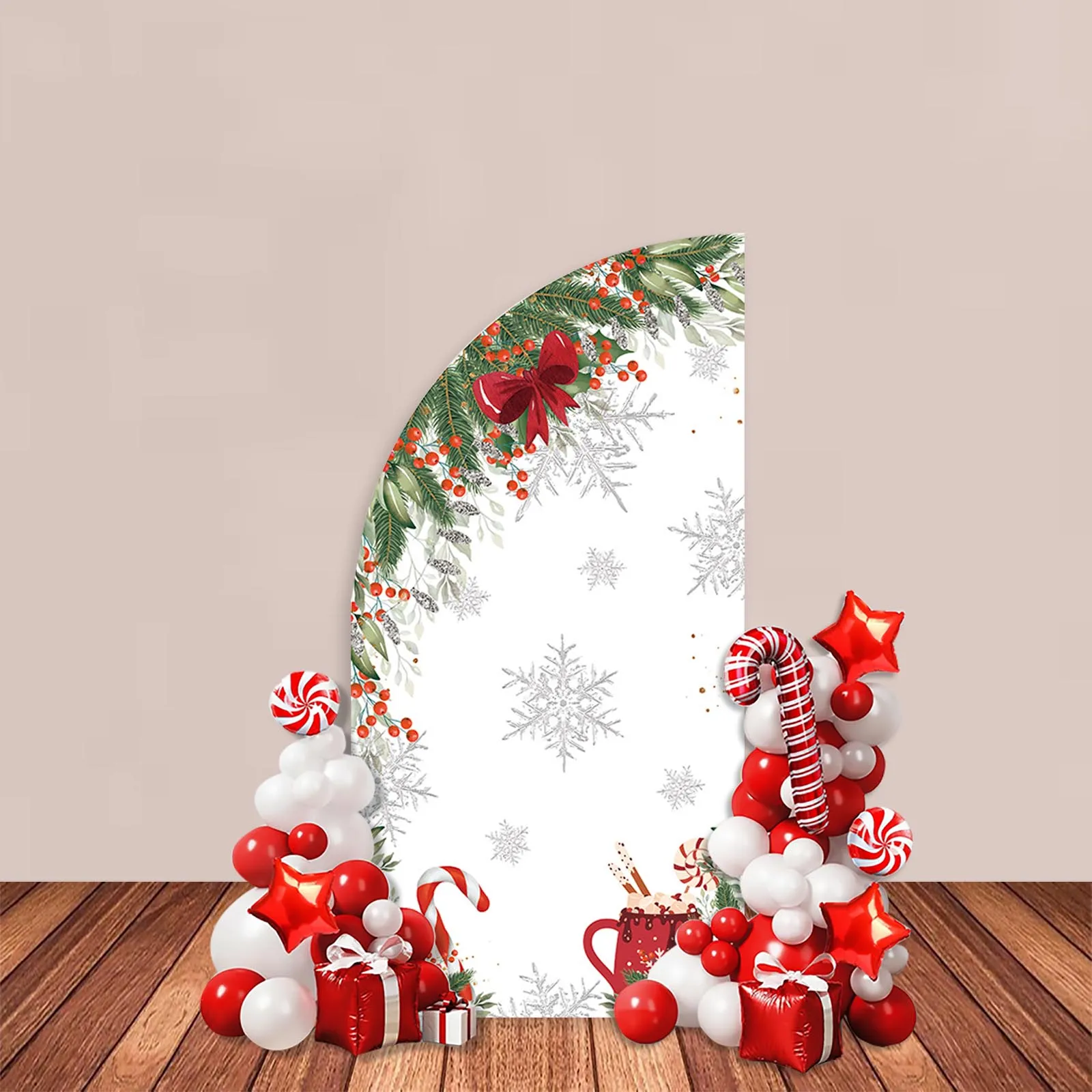 Фон для фотосъемки с изображением Санты душа супинки зеленых рождественских