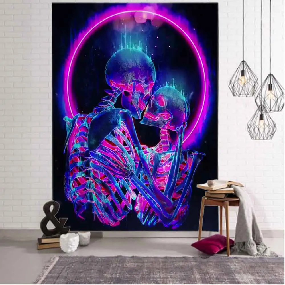 

Colorful Skull Art Tapestry Starry Sky Wall Hanging Cloth Psychedelic Witchcraft Hippie Wall Decor Boho Room Dorm Decor 8 Sizes