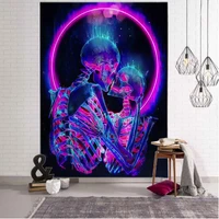 colorful skull art tapestry starry sky wall hanging cloth psychedelic witchcraft hippie wall decor boho room dorm decor 8 sizes
