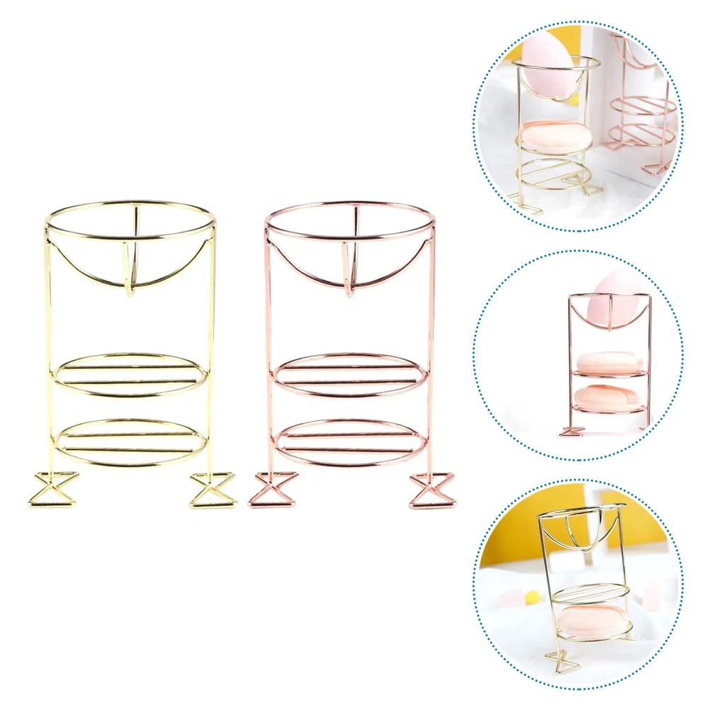 

2 Pcs Beauty Egg Holder Storage Container Tray Makeup Sponge Drying Stand Holders Metal Eggs