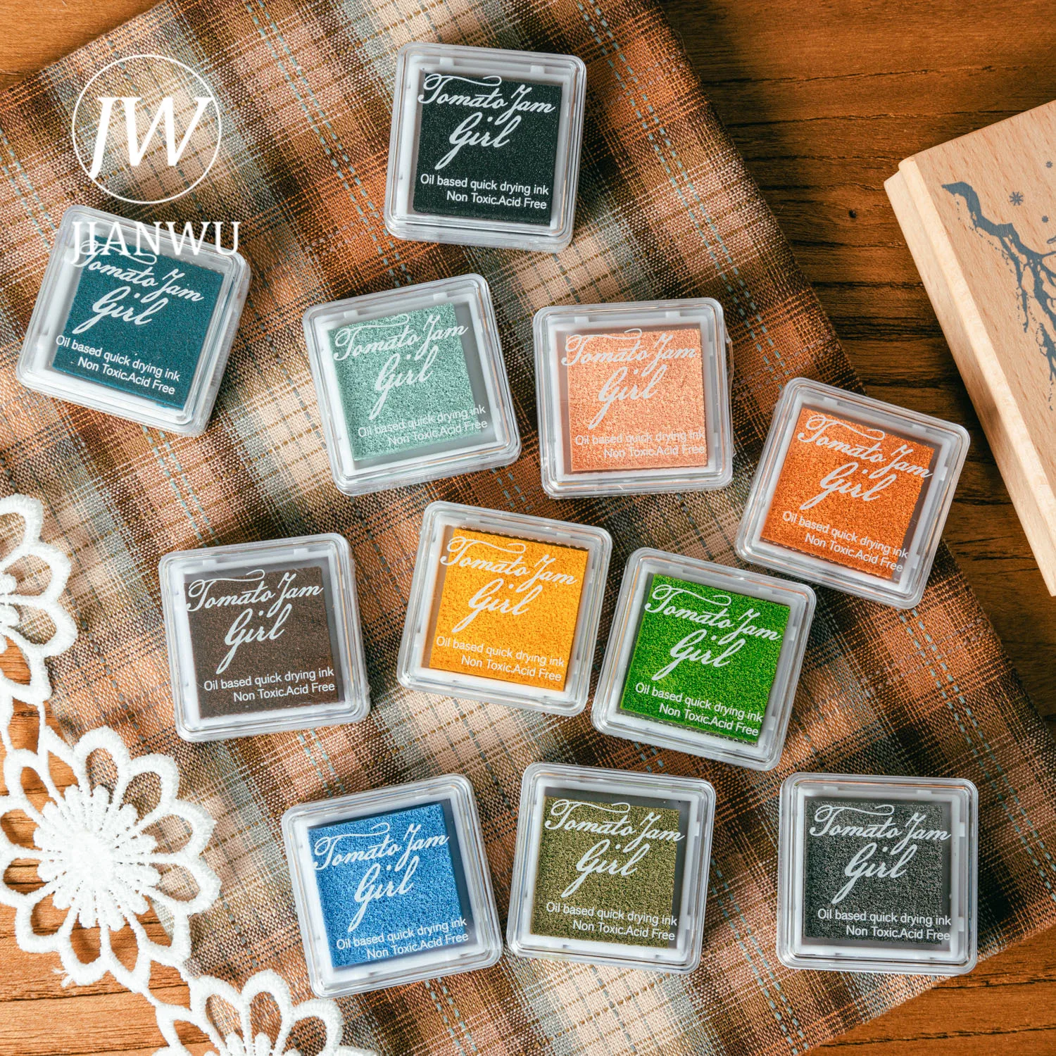 

JIANWU 3 Pcs/set Four Seasons with You Series Simple Quick-drying Ink Pad Set Creative DIY Journal Material Decor Stationery