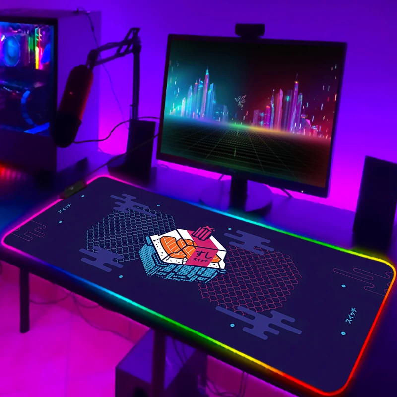 Японский коврик для мыши суши Suitchi, коврик для мыши Rgb Xxl, коврик для ноутбука, игровой ПК, Игровая клавиатура, аксессуары для аниме, милый Наст...