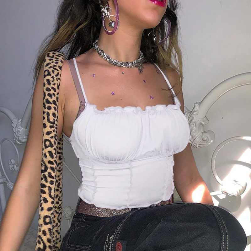 

Майка женская летняя с оборками, без рукавов, без бретелек