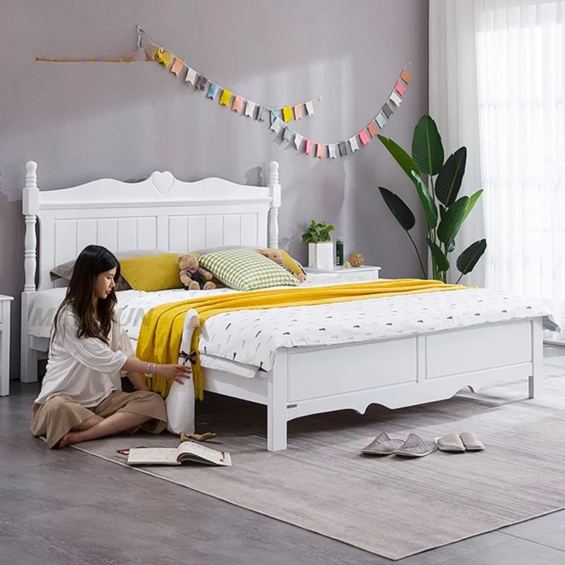 

Nordic Girl Princess Children Beds Noble White Wooden Luxury Children Beds Space Saving Camas De Dormitorio Bedroom Furniture