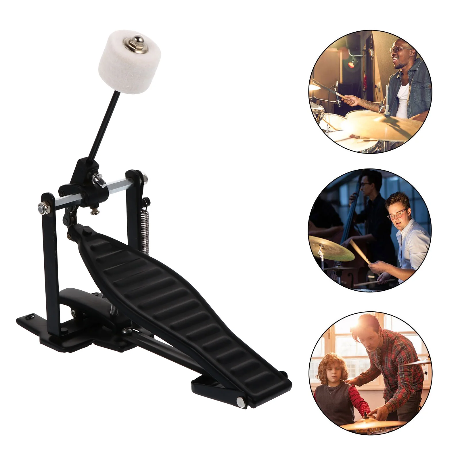 

Durable Bass Drum Pedal Single Pedal Drum Practice Instrument Accessories Black Drum Kick Pedal Instrument Supply