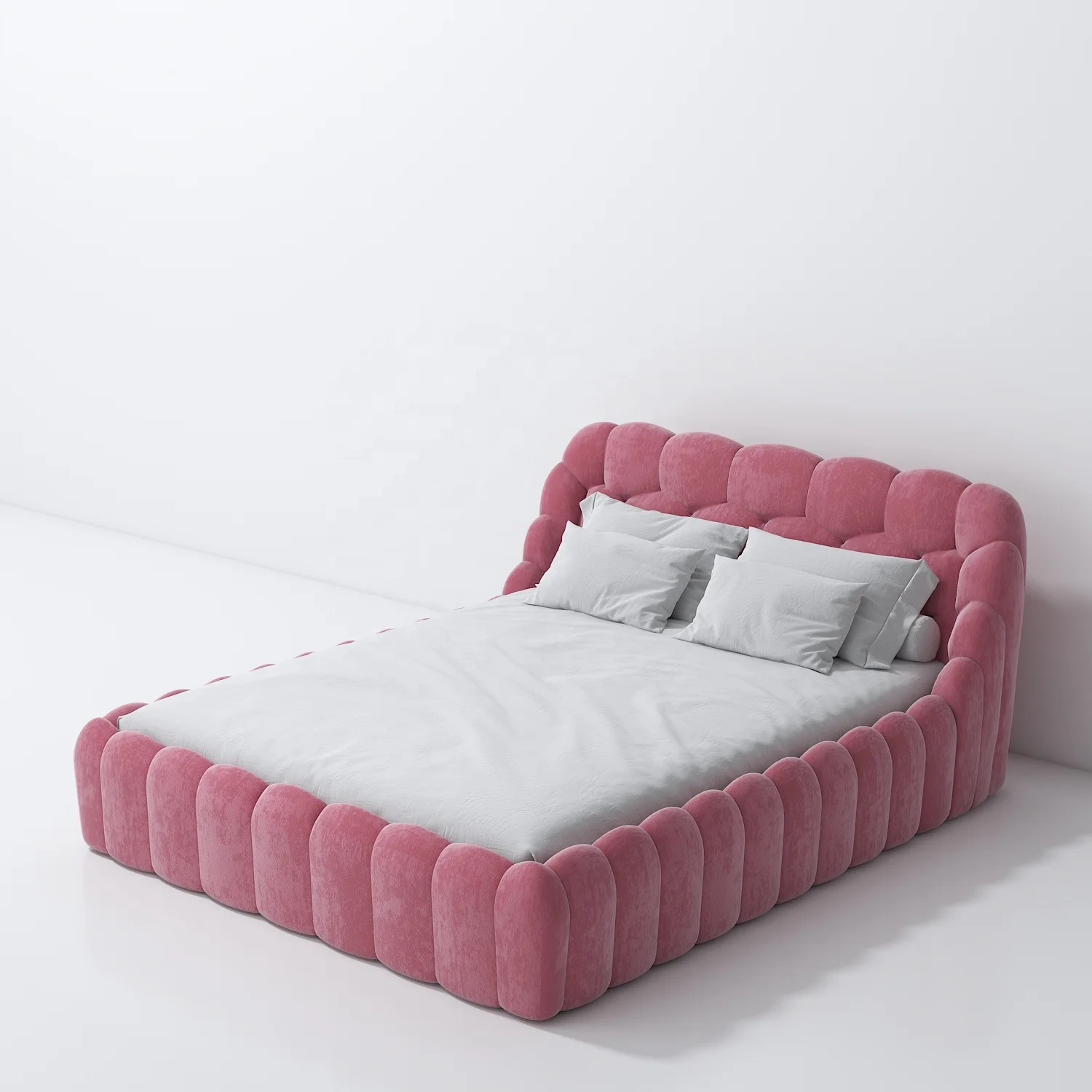 VASAGLE Pink Princess Bedroom Furniture Strong and Durable Beds Full/Queen Size Customized Fabric Upholster Bed Frame