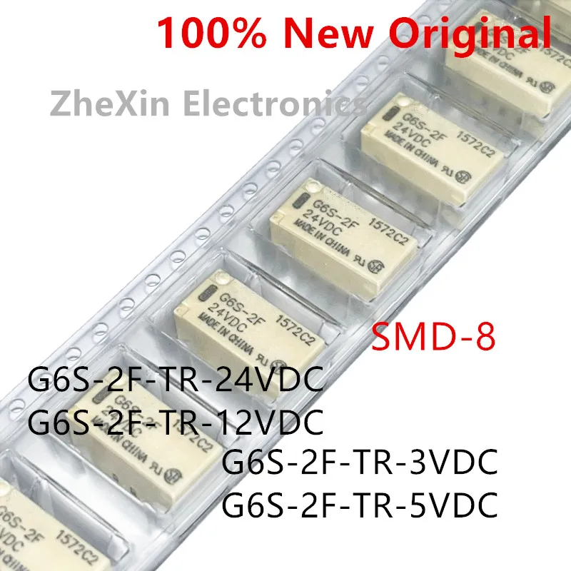 10 шт./партия G6S-2F-TR-24VDC, G6S-2F-TR-12VDC, G6S-2F-TR-5VDC G6S-2F-TR-3VDC, новые оригинальные реле сигнала SMD-8