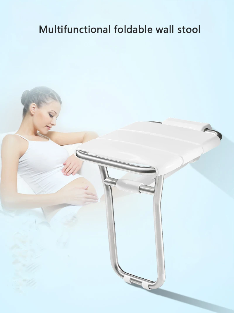 

Bathroom Furniture Wall Mounted Hidden Chair Shower Wall Stool Porch Shoe Changing Hidden Footstool Folding Bathroom Stool