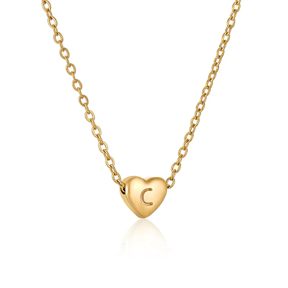 Fashion Heart Initial Necklace for Women stainless steel Gold chain Engraved Letters Pendants Choker Necklaces Jewelry Gifts