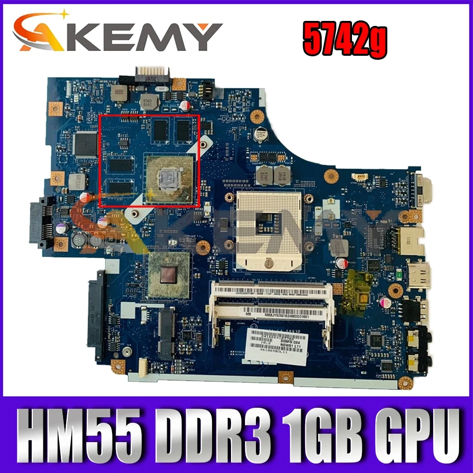 

AKEMY MBBJY02001 MB.BJY02.001 LA-5891P LA-5893P LA-5894P For Acer aspire 5742g Laptop Motherboard NEW71 HM55 DDR3 1GB GPU