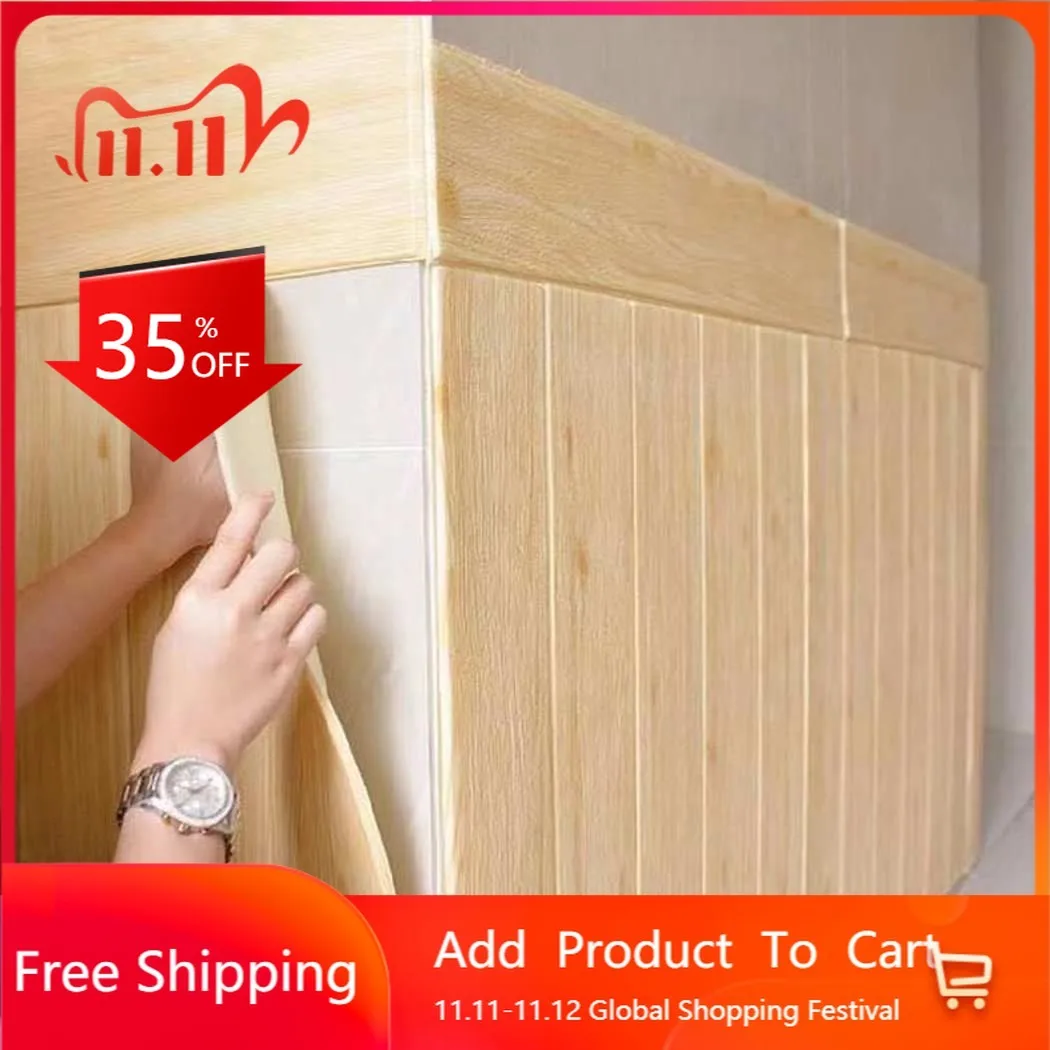 

3D Wood Grain Wall Sticker Home Decor Foam Waterproof Wall Covering Self Adhesive Wallpaper For Living Room Bedroom Roof