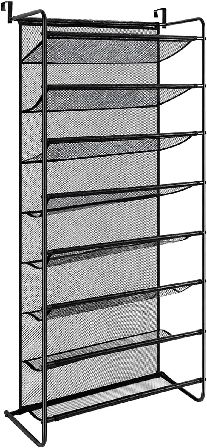 

8-Tier Over the Door Hanging Shoe Organizer, Fabric Mesh, Black