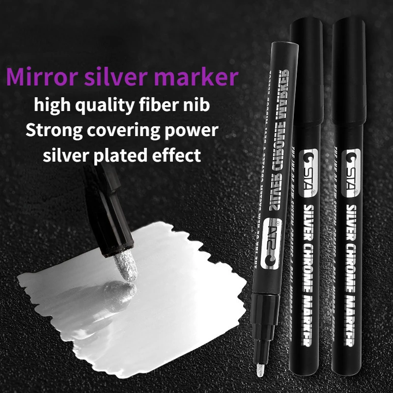 Зеркальный гальванический маркер с двойной головкой 1/2/4 мм ширина линии сделай