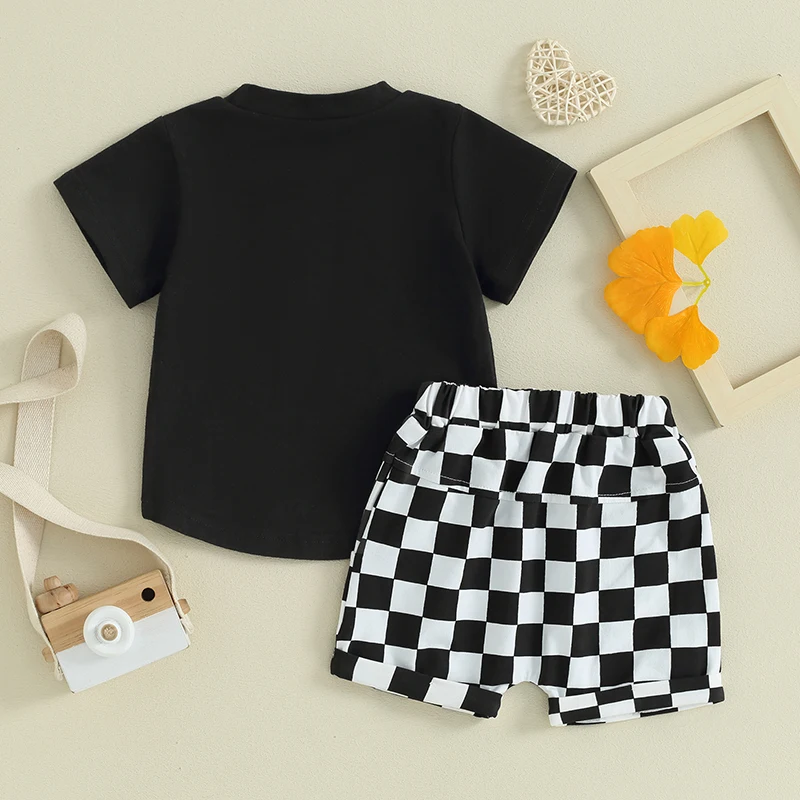 Летняя одежда для новорожденных мальчиков футболка с буквенным принтом