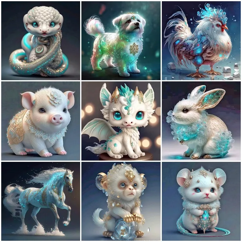 

Diamond Mosaic Cartoon Cute Animals Portrait Full Round /Square Diamond Painting Cross Stitch Diamond Embroidery New Arrival