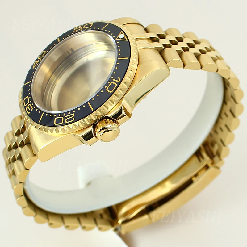 Золотой мужской корпус часов 40 мм юбилейный браслет для Seiko NH35 NH36 NH38 Miyota 8215 ETA 2824