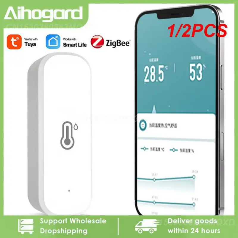 

Умный гигрометр Tuya Zigbee/Wi-Fi, устройство для измерения влажности и температуры в помещении, дистанционное управление через приложение, работает с Alexa, 1/2 шт.