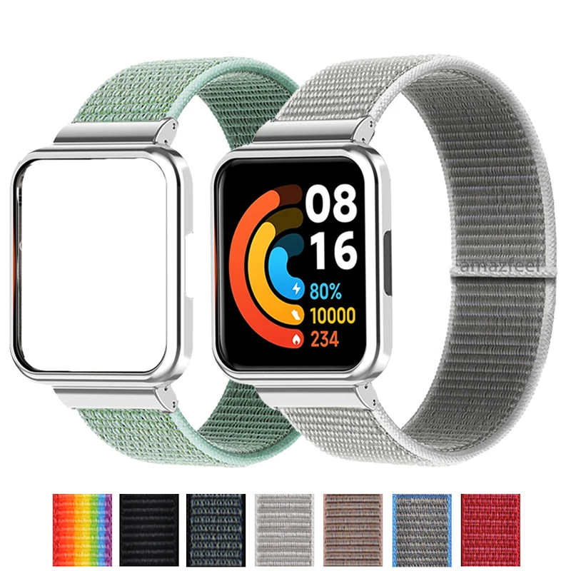 

Нейлоновый ремешок для Xiaomi Redmi Watch 2 Lite, защитный чехол, металлический браслет для Mi Watch Lite, браслеты, корпус, бампер, рамка, Correa
