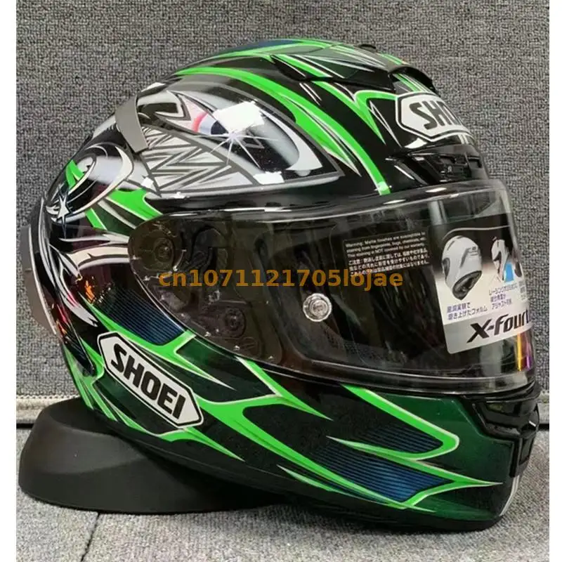 

Мотоциклетный шлем на все лицо SHOEI X-14 III Специальный шлем X-четырнадцати выпуска x-четырнадцати гоночный шлем зеленый № 87