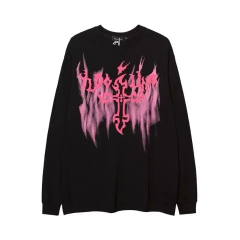 

Fashion Labels Red Gross Sweatshirts Men Male 2023 New Oversize O-Neck Long Sleeve Wardrobe Essentials Cotton Gothic Pullover
