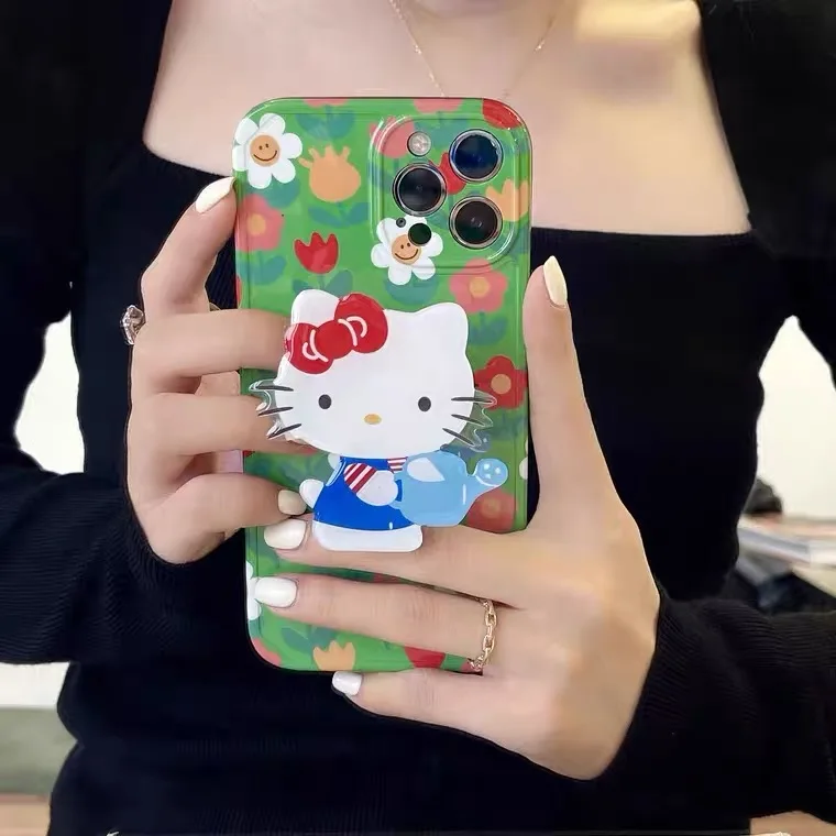 

Sanrio Hello Kittys Flower Silicone Cartoon Phone Cases For IPhone 13 12 11 Pro Max XR XS MAX 8 X 7 2022 Female Aesthetic Cover