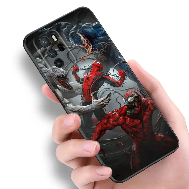Черный силиконовый чехол для телефона Venom Marvel Xiaomi POCO X3 X4 NFC F4 GT F5 F6 M3 M4 M6 X5 X6 Pro 5G M5 C55