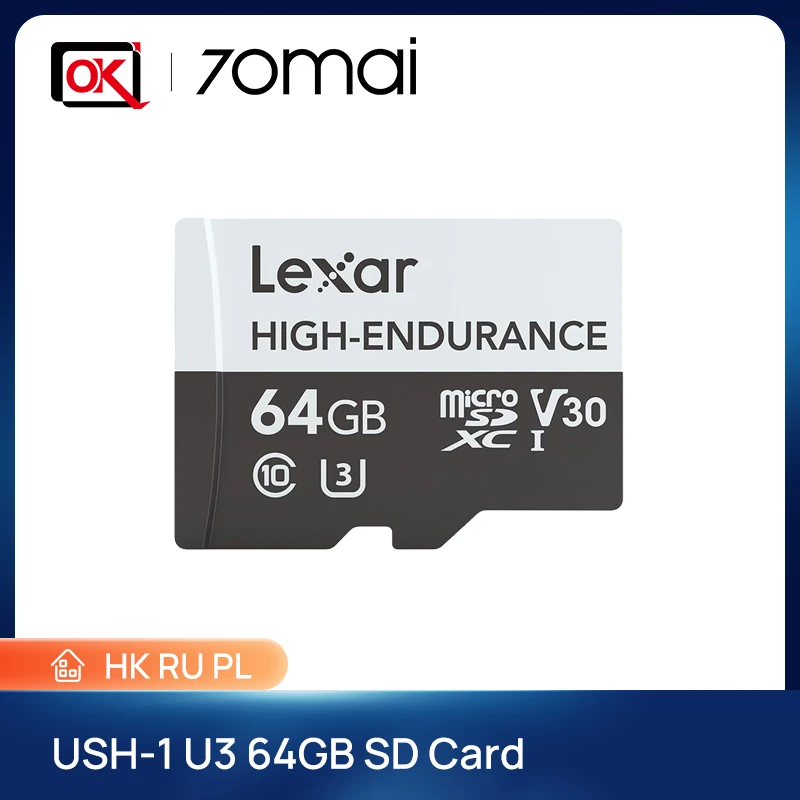 Карта памяти Micro SD Lexar 64 ГБ USH-1 U3 Max 100 Мб/с водонепроницаемая TF-карта для