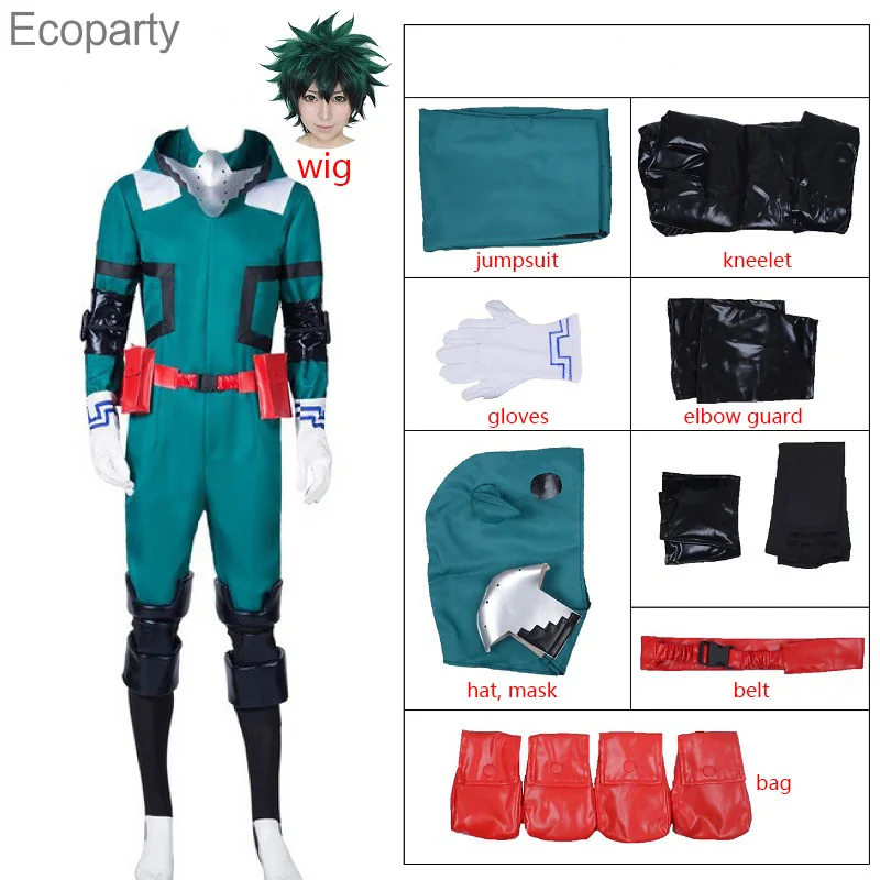 

My Hero Academia Midoriya Izuku Cosplay Costume Jumpsuit Uniform Boku No Hero Academi Battle Suit Wigs Sets Carnival Costumes