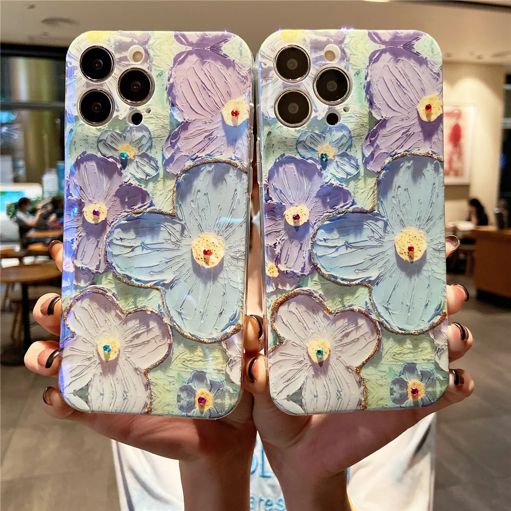 

3D Glitter Flower Oil Painting TPU Phone Case Skin For Huawei P20 P30 P40 P50 Mate20 mate30 mate40 50 Nova 4 4E 5 5i 6 7 8 9 Pro