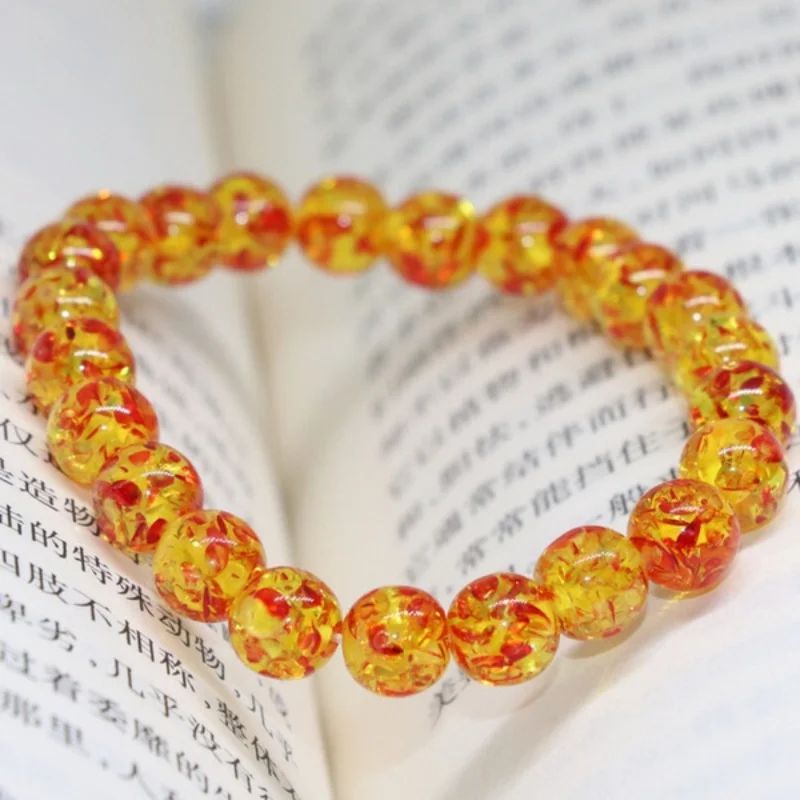 

2021 Fashion Charms Yellow Beeswax Ambers Beads Bracelet Yoga Chakra Beaded Elastic Bracelets Unisex Jewelry for Women Men