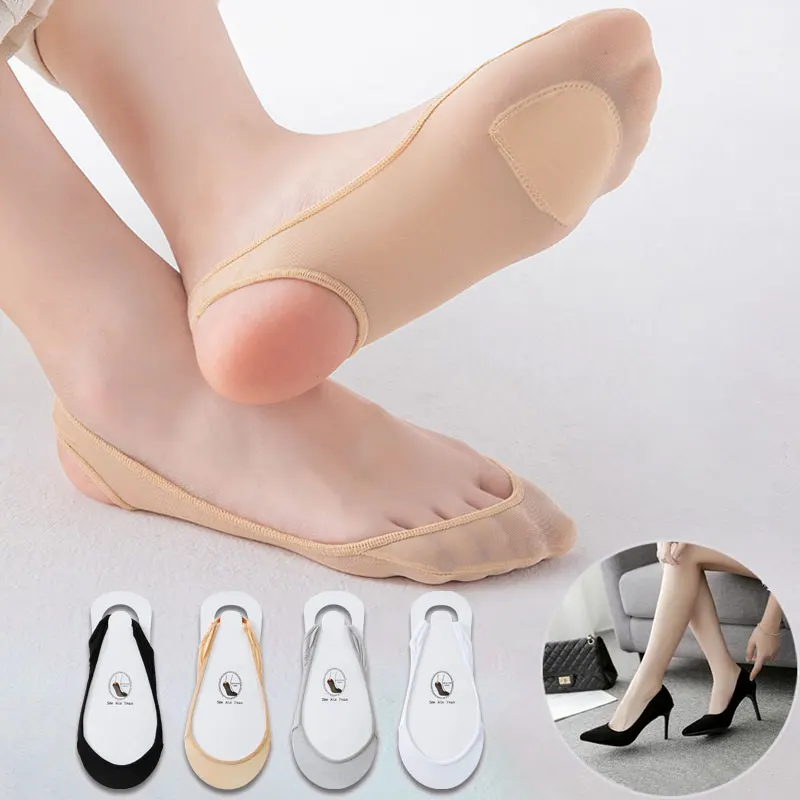 

Летние женские носки-полуноски из вискозы с губчатым наполнителем, тапочки для женщин на высоком каблуке, женские короткие невидимые чулки до щиколотки с низким вырезом