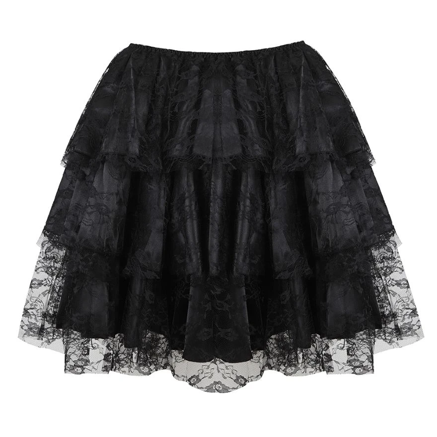 

Women Sexy Floral Lace Mesh Tulle Mini Pleated Skirt Showgirl Party Fashion Dance Skirts Layered Ruffled Skirt Match Corset