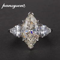 pansysen 100 925 sterling silver 6ct mariquesa simulated moissanite citrine wedding engagement rings for women drop shipping