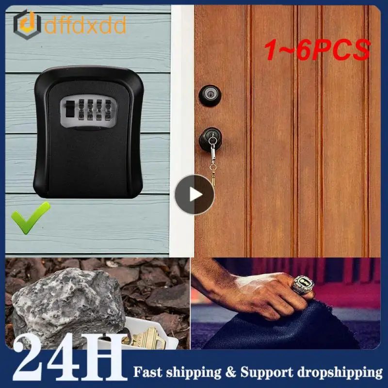 

1~6PCS Weatherproof Wall-mounted Key Safe Password Key Box Key Lock Box No4 Combination Key Storage Lock Box Indoor and Outdoor